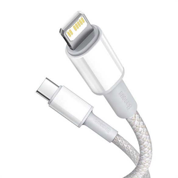 USB-C kábel a Lightning Baseushoz, nagy sűrűségű fonott, 20 W, PD, 2 m (fehér)