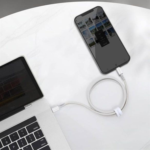 USB-C kábel a Lightning Baseushoz, nagy sűrűségű fonott, 20 W, PD, 2 m (fehér)