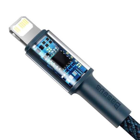 USB-C kábel a Lightning Baseushoz, nagy sűrűségű fonott, 20 W, 5 A, PD, 2 m (kék)
