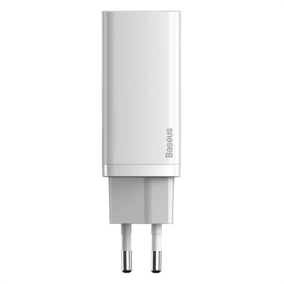 Baseus GaN2 Lite fali töltő, USB + USB-C, 65 W, EU (fehér)