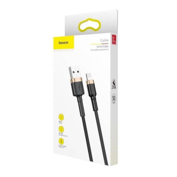 USB Lightning Baseus Cafule 2,4A 1 m-es kábel (arany-fekete)