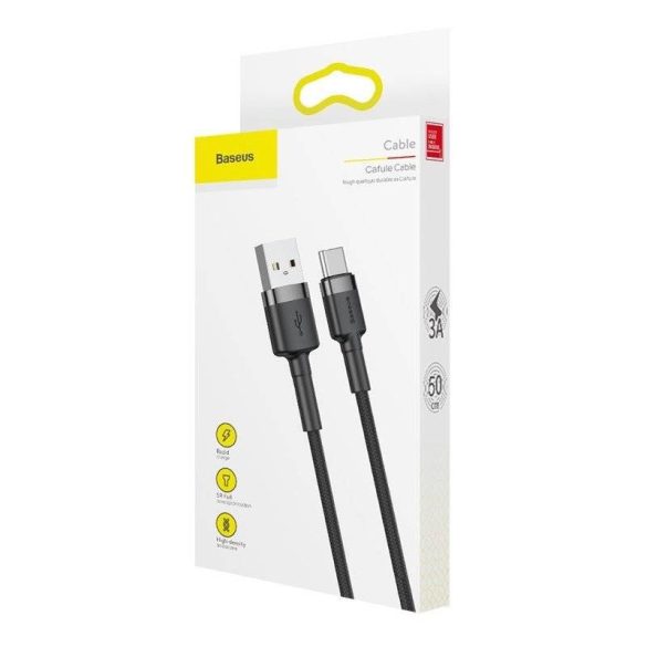 USB-USB-C kábel Baseus Cafule 3A 0,5 m (szürke-fekete)