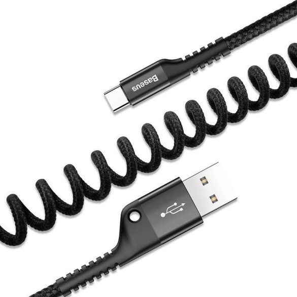 Baseus Spring USB-USB-C rugós kábel 1m 2A (fekete)