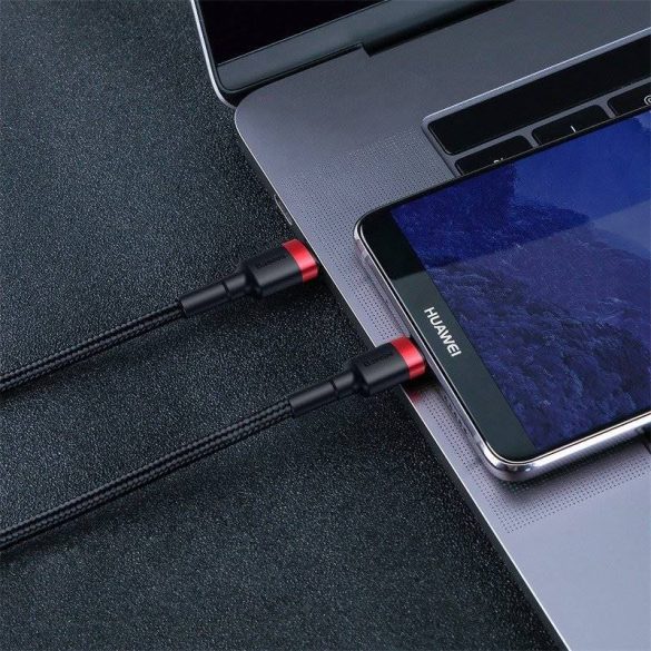 Baseus Cafule USB-C – USB-C kábel 60 W 1 m (fekete-piros)