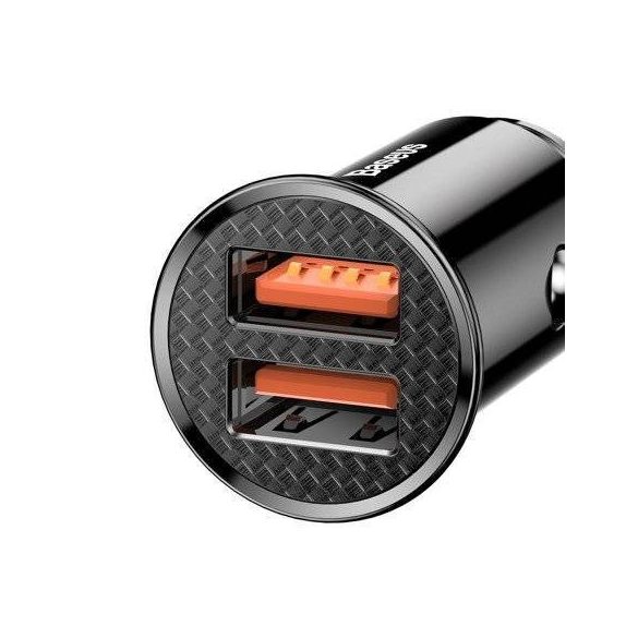 Baseus Circular 2xUSB QC3.0 5A 30W autós töltő (fekete)