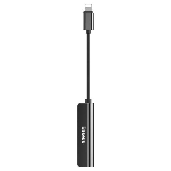 Baseus L52 Lightning audioadapter 3,5 mm-es mini jack csatlakozóhoz és 2x Lightninghez (fekete)