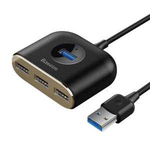 Baseus Square Round 4 az 1-ben USB 3.0 HUB - 1x USB 3.0 + 3x USB 2.0, 1 m (fekete)