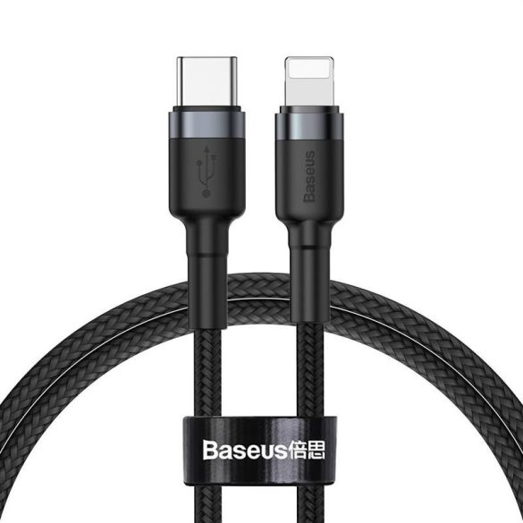 USB-C-Lightning PD Baseus Cafule kábel, 18 W, 1 m (fekete/szürke)