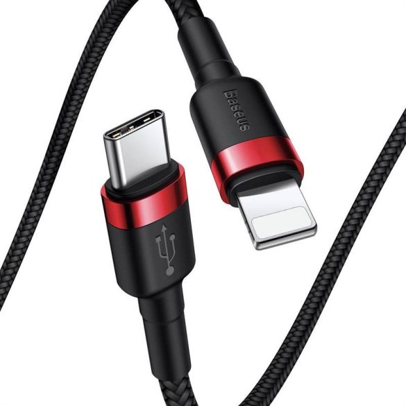 Baseus Cafule USB-C – Lightning PD kábel, 18 W, 1 m (fekete/piros)