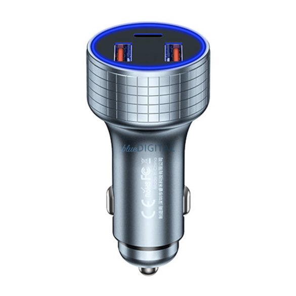 Autós töltő 2x USB, USB-C Remax RCC327, 83W (matt)