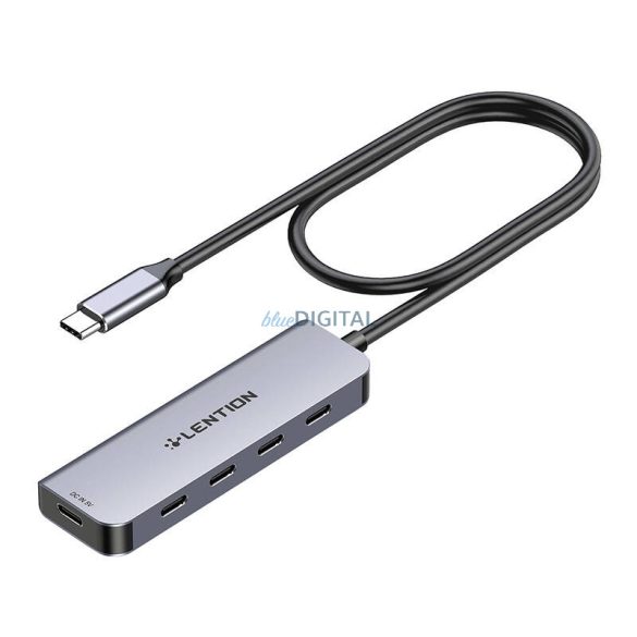 Lention 5 az 1-ben USB hub USB-C - 4x USB-C 5Gbps + USB-C 5V-IN 15W (szürke)