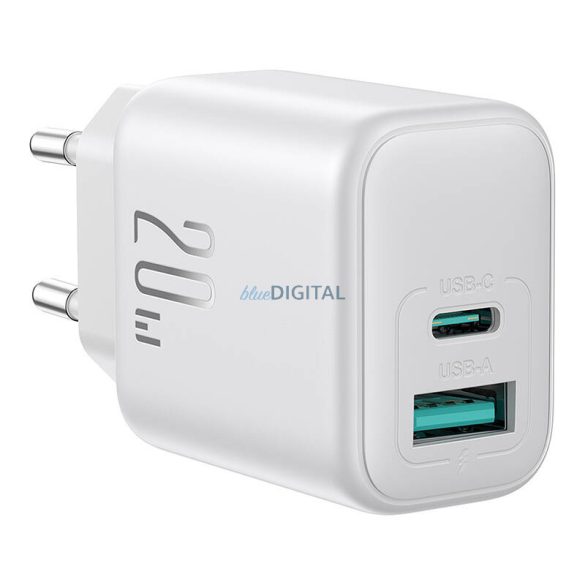 Joyroom JR-TCF21 hálózati töltő 1xUSB-A és 1xUSB-C csatlakozással 20W PD QC3.0 - fehér