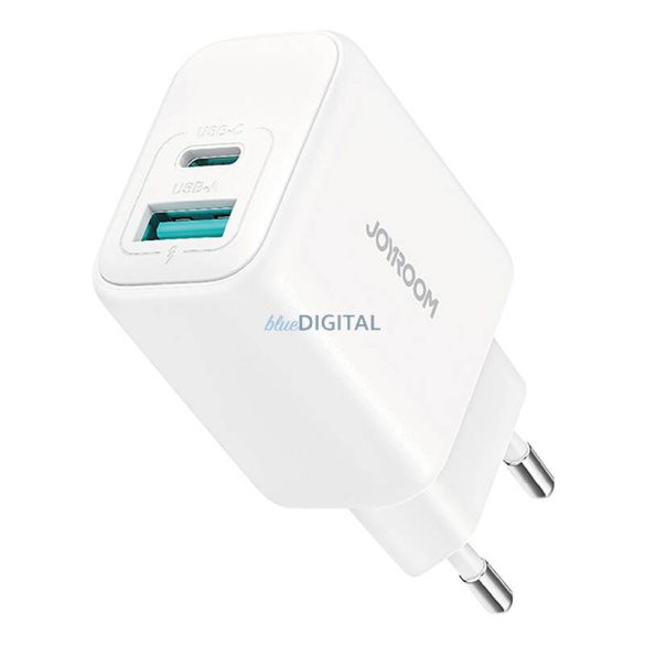 Joyroom JR-TCF21 hálózati töltő 1xUSB-A és 1xUSB-C csatlakozással 20W PD QC3.0 - fehér