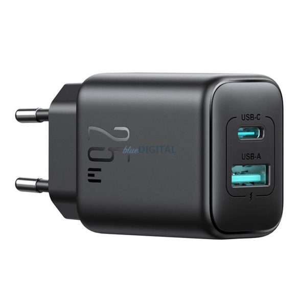 Joyroom JR-TCF13 hálózati töltő 1xUSB-A és 1xUSB-C csatlakozással 25W PD - fekete