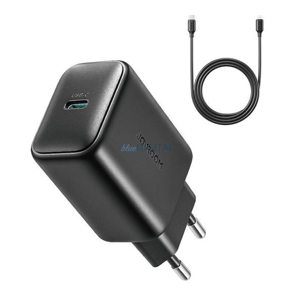 Joyroom JR-TCF23 hálózati töltő 1xUSB-C csatlakozással + Type-C - Type-C kábellel 100cm 25W PD - fekete