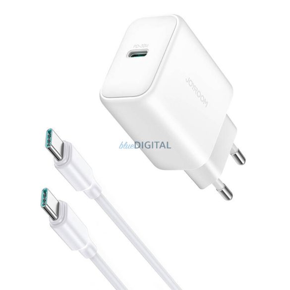 Joyroom JR-TCF24 hálózati töltő 1xUSB-C csatlakozással + Type-C - Type-C kábellel 100cm 30W PD - fehér