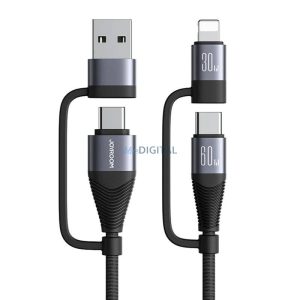 Joyroom SA37-2T2 USB-A/Type-C - Type-C/Lightning kábel 60W 1.2m - fekete