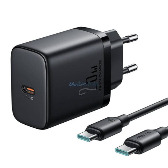 Joyroom JR-TCF11 hálózati töltő 1xUSB-C csatlakozással és Type-C - Type-C kábellel 25W - fekete