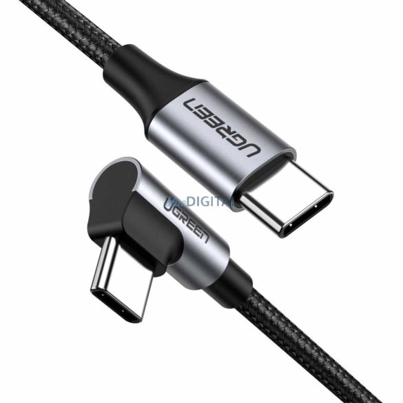 UGREEN US255 USB-C-USB-C hajlított kábel, 3A, 60W, 2m (fekete)
