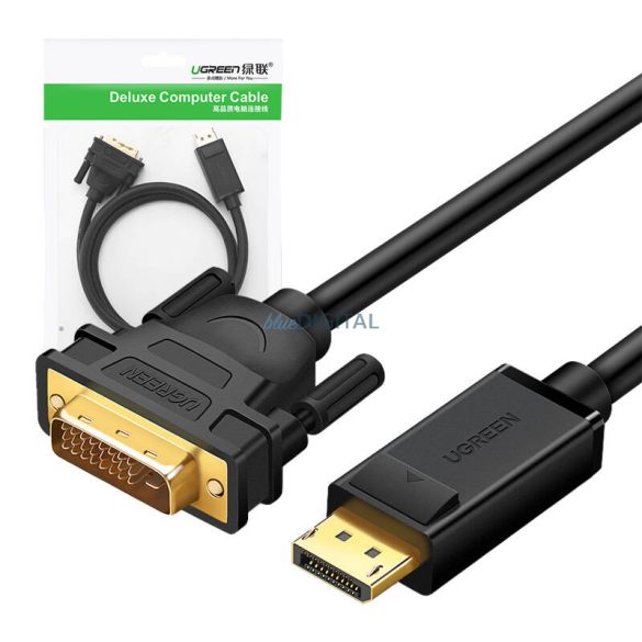 DisplayPort-DVI kábel UGREEN DP103, FullHD, egyirányú, 1,5m (fekete)