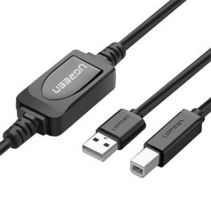 UGREEN US122 aktív USB 2.0 AB nyomtatókábel, 15 m (fekete)