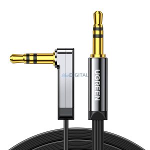 Mini jack 3,5mm AUX könyökkábel UGREEN AV119, lapos , 5m (fekete)