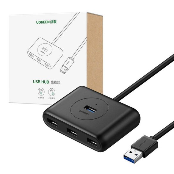 Ugreen CR113 USB hub USB-4x USB 3.0 5Gbps, 1m (fekete)