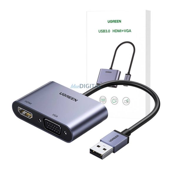 USB-A 3.0 HDMI/ VGA adapter UGREEN CM449 (szürke)