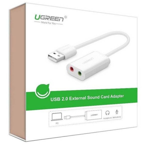 UGREEN 15 cm-es USB külső hangkártya (fehér)