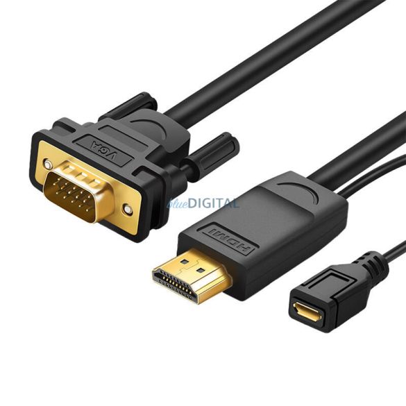 HDMI-VGA adapter UGREEN MM101, kerek, 1,5m (fekete)