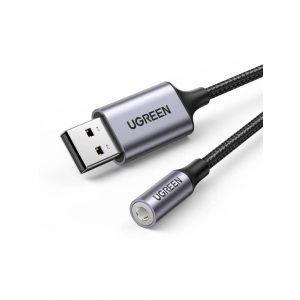 UGREEN CM477 audioadapter, USB-mini Jack 3.5 mm-es AUX (szurke)