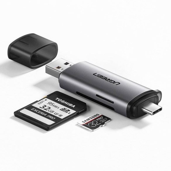 UGREEN USB + USB-C adapter SD + microSD kártyaolvasó (szürke)