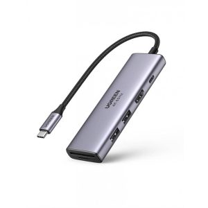 UGREEN CM511 5 az 1-ben adapter USB-C hub 2x USB, HDMI, USB-C, TF / SD (szürke)