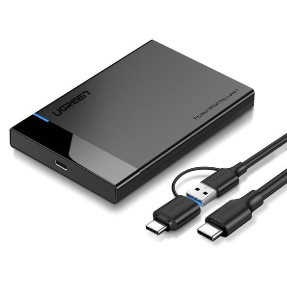 UGREEN US221 2.5 HDD / SSD külső ház, SATA, USB 3.0 + USB-C - USB-C 3.1 (fekete)