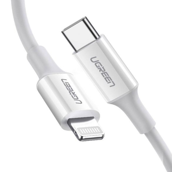 USB-C Lightning kábel UGREEN US171, 3A, 0,25m (fehér)