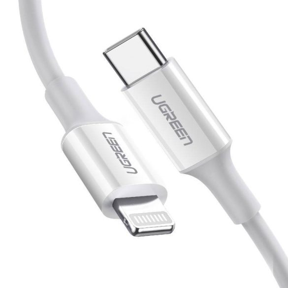 UGREEN USB-C Lightning töltőkábel, PD 3A, 0,5m (fehér)