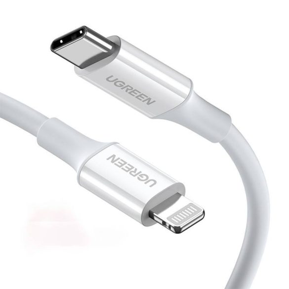 UGREEN USB-C Lightning töltőkábel, PD 3A, 0,5m (fehér)