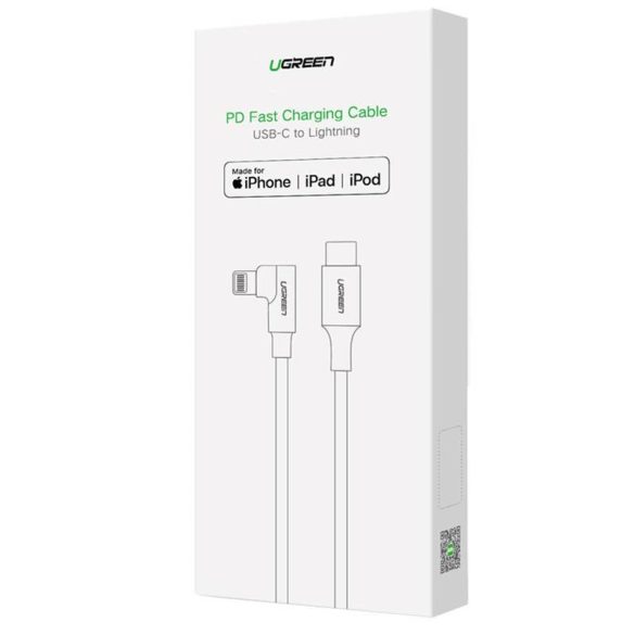 Lightning és USB-C 2.0 szögletes kábel UGREEN US305, 3A, 1,5m