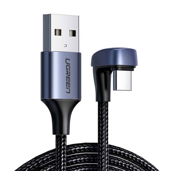 Szögletes végű kábel USB2.0 apa USB-C UGREEN 3A, 2m (fekete)