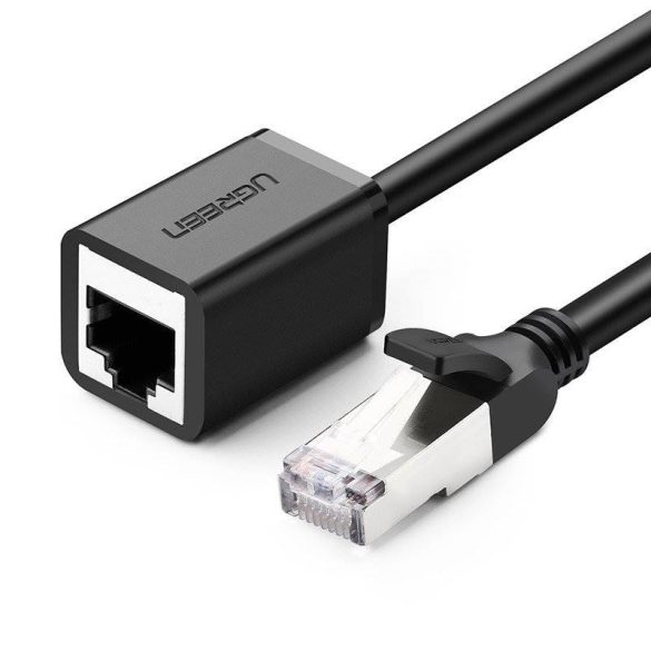 UGREEN hálózati kábel RJ45 Ethernet hosszabbító fém dugóval, kat. 6, FTP, 2m (fekete)