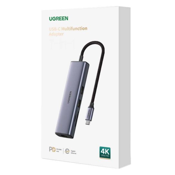 Adapter Hub UGREEN, USB-C és 2x USB 3.0, HDMI, RJ45, SD/TF