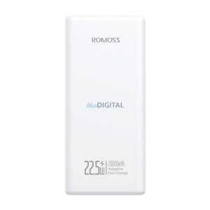 Romoss PRC20 powerbank 1xUSB-A és 1xUSB-C csatlakozással beépített Type-C és Lightning kábellel 20000mAh 22.5W - fehér