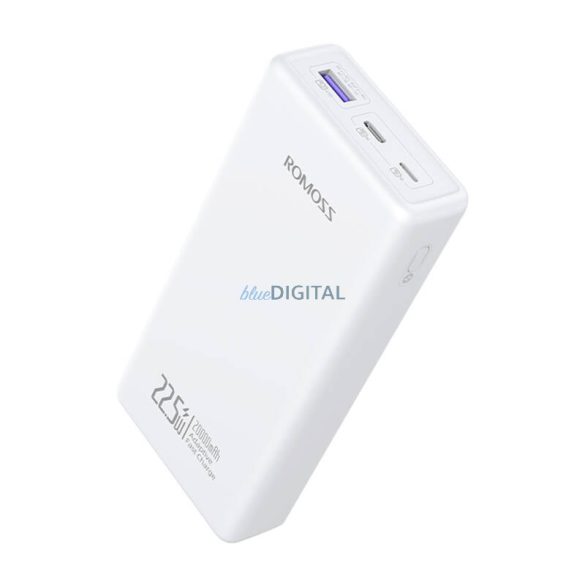 Romoss PRC20 powerbank 1xUSB-A és 1xUSB-C csatlakozással beépített Type-C és Lightning kábellel 20000mAh 22.5W - fehér