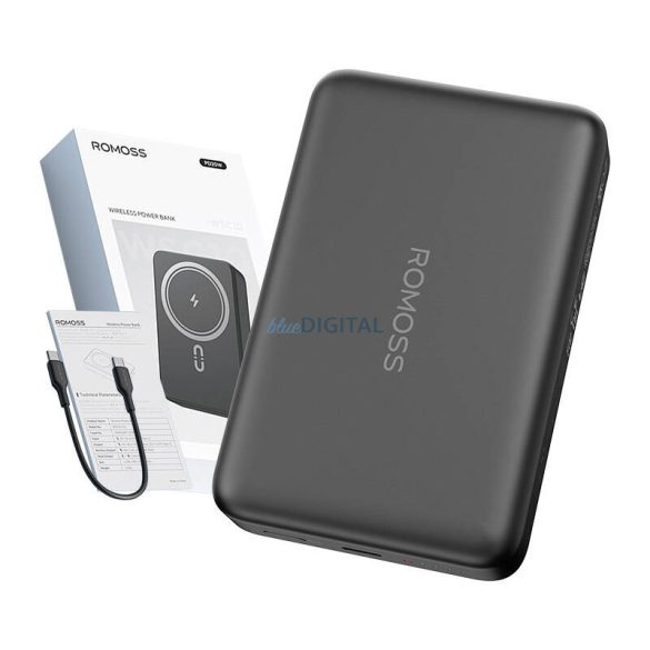 Romoss WSC10 powerbank 1xUSB-A és 1xUSB-C csatlakozással 10000mAh 20W - fekete