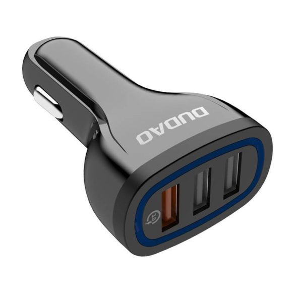 Autótöltő Dudao R7S 3x USB, QC 3.0, 18W (fekete)