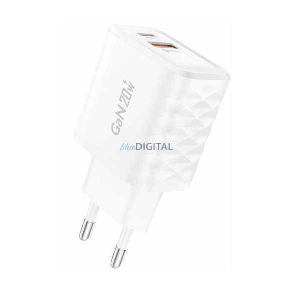 Foneng EU56 hálózati töltő 1xUSB-A és 1xUSB-C csatlakozással és Type-C - Type-C kábellel 20W - fehér