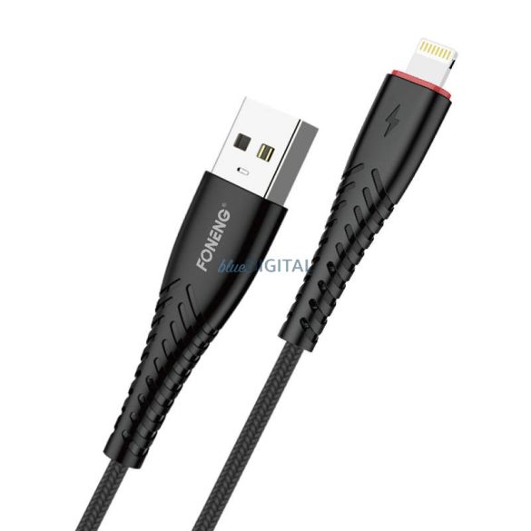 Foneng X15 USB Lightning kábel, 2.4A, 1.2m (fekete)