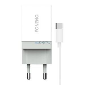 Gyorstöltő Foneng 1x USB K210 + USB Type C kábel