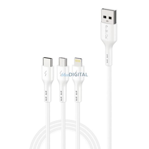Foneng X36 3 az 1-ben USB USB-C / Lightning / Micro USB kábel, 2.4A, 2m (fehér)