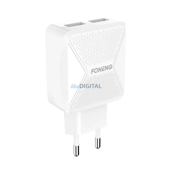 Foneng EU35 2x USB fali töltő + USB-Lightning 2.4A kábel (fehér)